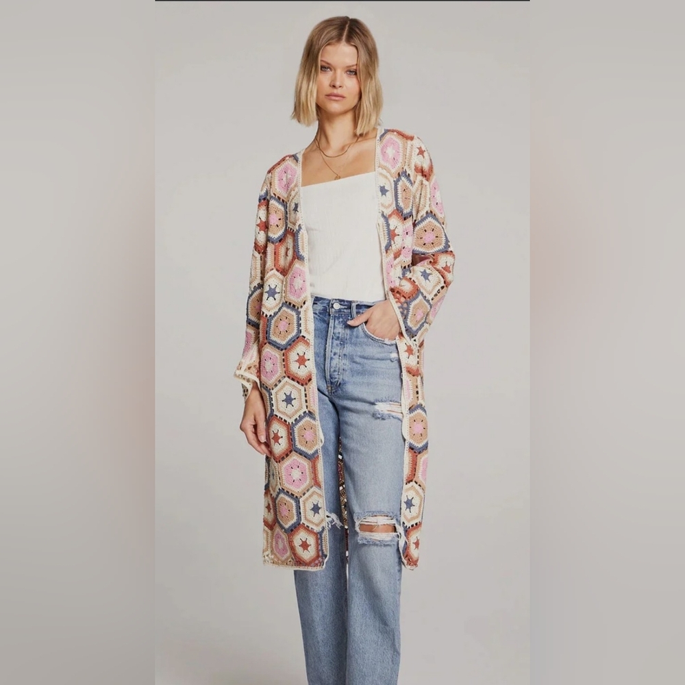 Saltwater Luxe Crochet Kimono Style Cardigan